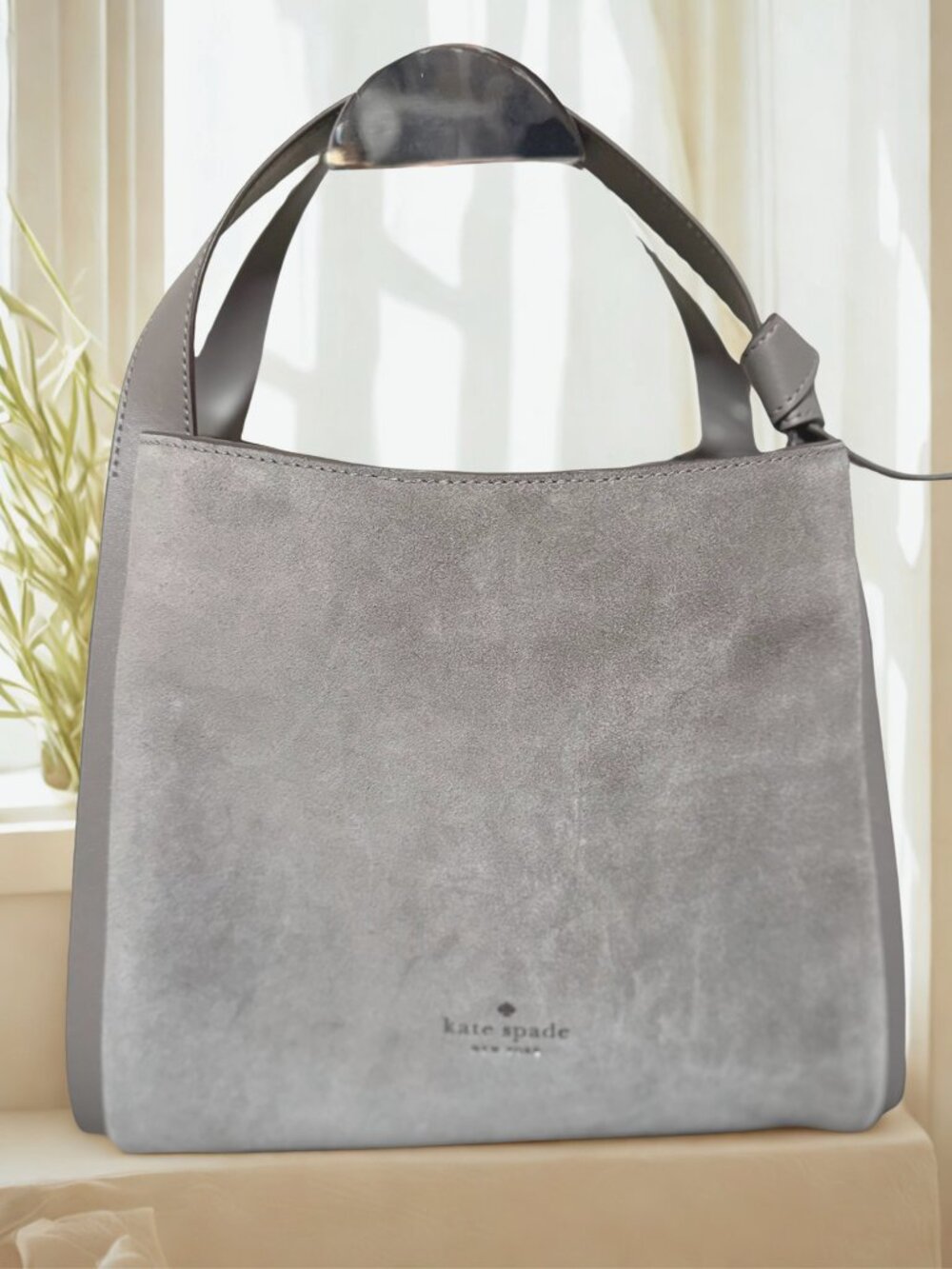 Kate Spade Somerton Street Caryl Hobo Gray Suede NWT